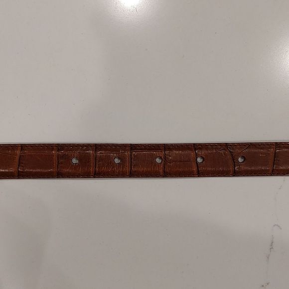 Talbot's Brown Reptile Embossed Genuine Leather Belt Silver Hearts and Buckle - Picture 8 of 12